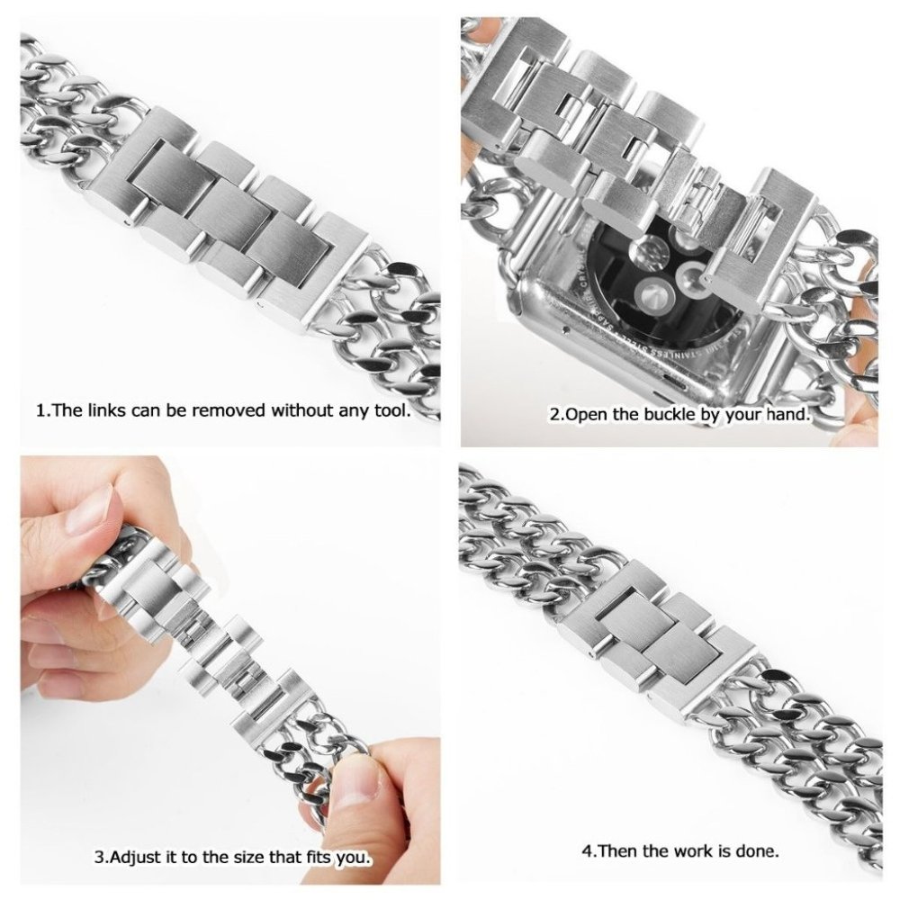 NEW INS Style Adjustable Stainless Wrist Strap Band For Apple Watch - Black - Picture 13 of 15